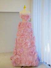 Elegant Ball Gown Strapless Pink Tulle Long Formal Dress 18th Birthday Prom Dresses N2849