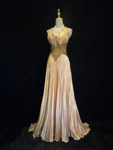 Vintage Prom Dresses 80s A Line Halter Sleeveless Gold With Beading Semi Formal Evening Outfits N3610