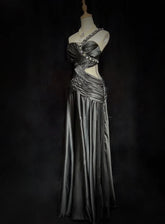 Vintage Prom Dresses 80s Mermaid One Shoulder Black Tie Dress With Beading Semi Formal Evening Outfits N3636