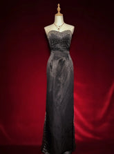 Modest Prom Dresses Inspo Sheath Sweetheart Black Tie Dress With Beading For Women Formal Gown N3264
