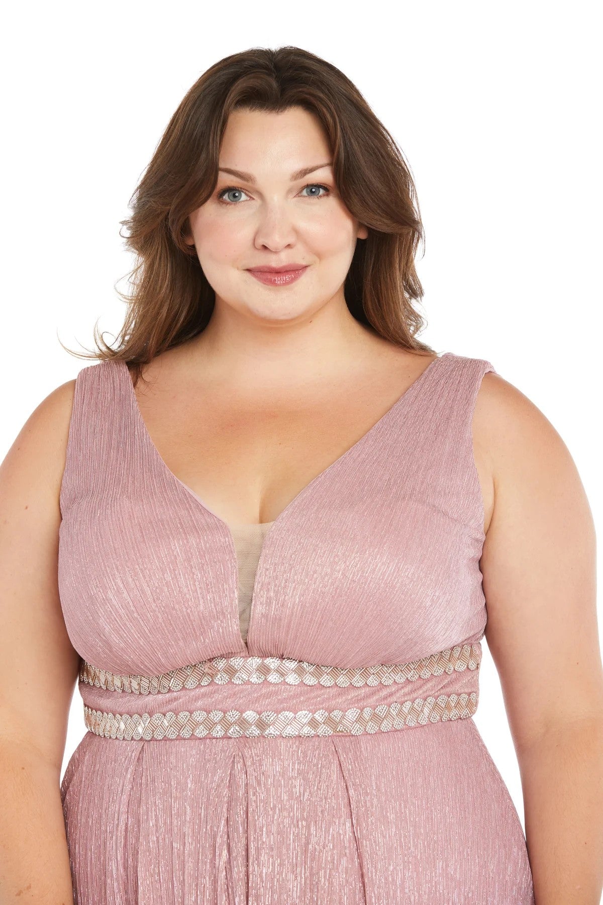 Long Plus Size Metallic Dress Evening Formal R&M Richards 3138W