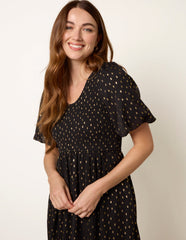 Gold Foil Midi Dress