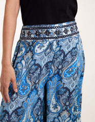 Embellished Waist Wide Leg Trousers