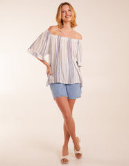 Metallic Strip Bardot Top