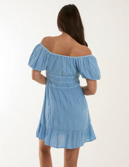 Puff Ball Bardot Mini Dress