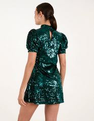 Puff Sleeve Sequin Dress