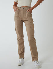 Straight Leg Pocket Detail Cargo Trousers