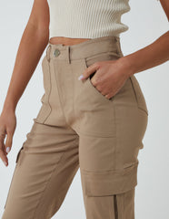 Straight Leg Pocket Detail Cargo Trousers