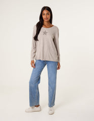 Diamante Star Long Sleeve Jumper