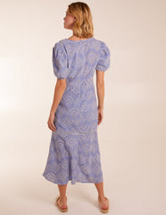 Broderie Anglaise Puff Sleeve Midi Dress