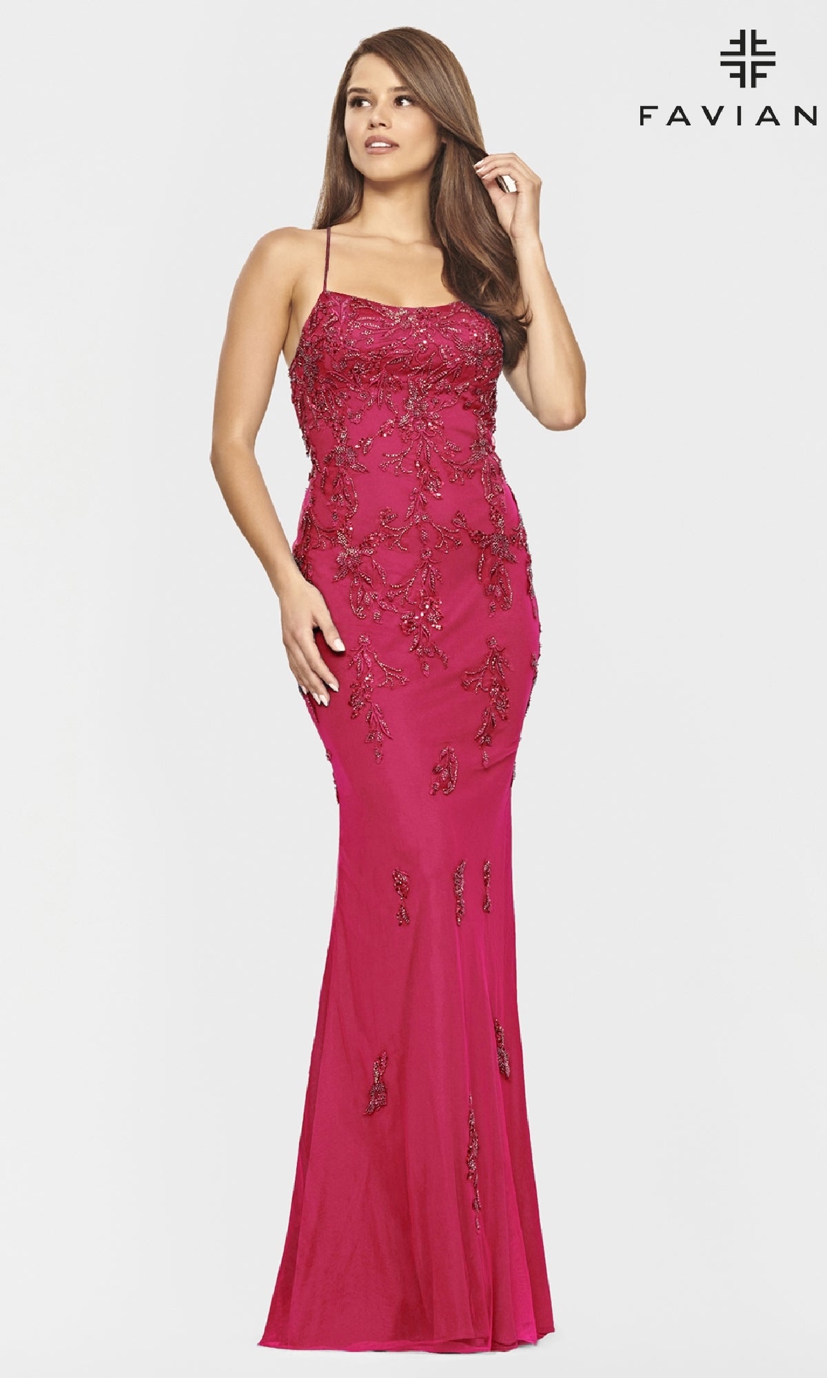 Faviana Long Yellow Prom Dress with Strappy Back