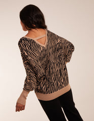 Zebra V-Neck Jumper