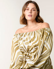 Curve Zebra Satin Ruched Bardot Top