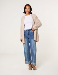 Fluffy Fleece Open Midi Cardigan