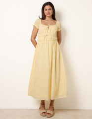 Broderie Front Tie Midi Dress