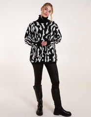 Abstract Animal Roll Neck Jumper