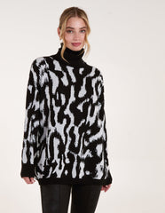 Abstract Animal Roll Neck Jumper