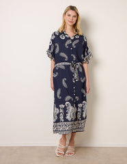 Paisley Print Belted Shirt Dress