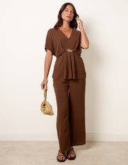 Two Piece Buckle Trouser Set
