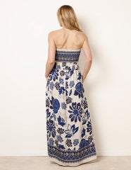 Flower Print Bandeau Maxi Dress