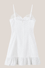 Spaghetti Straps A-Line Mini Dress With Bow in White