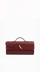 Milano Woven Clutch Handbag - Burgundy