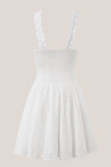 Vintage Scoop Neck A-Line Cotton Mini Dress in White