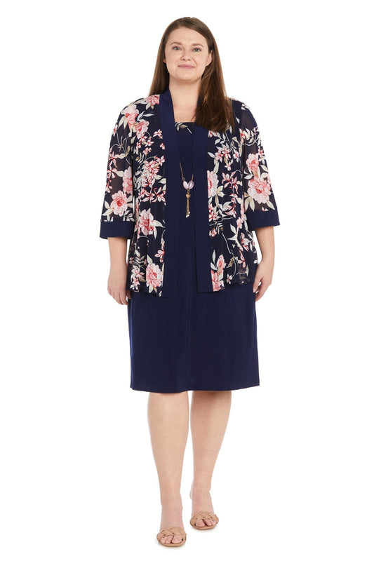 Plus Size Short Printed Dress Jacket R&M Richards 1759W