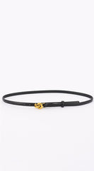 Naya Metal Buckle Faux Leather Belt - Black