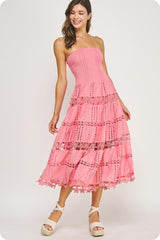 The Harper Eyelet Lace Tube Dress
