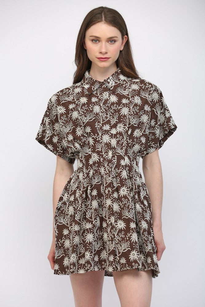Vienna Floral Embroidered Waist Dress