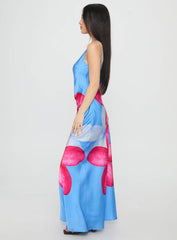 Meilana One Shoulder Maxi Dress Blue Floral