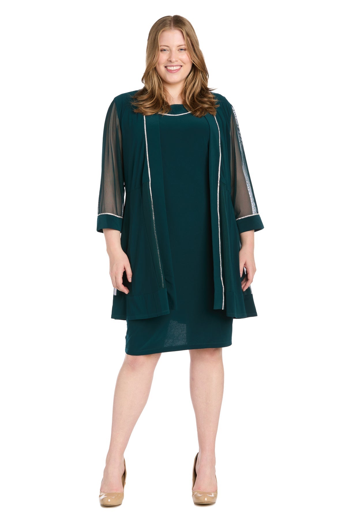 Short Plus Size Dress Two Piece Jacket R&M Richards 3054W