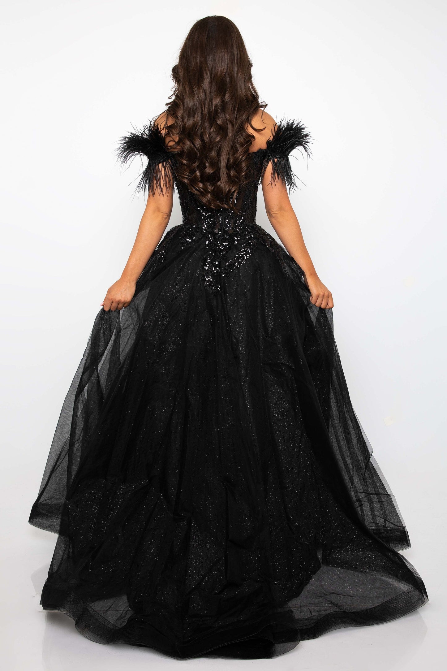 Ava Presley 39213 Formal Prom Long Sequin Feather Dress