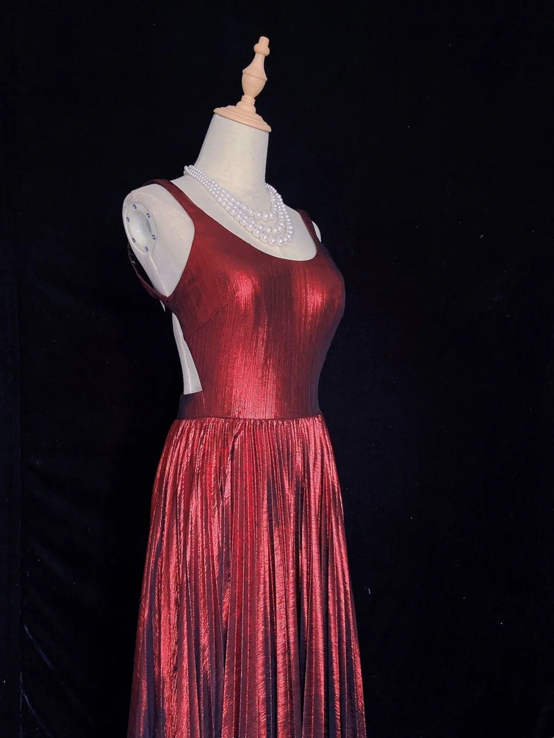 Vintage Prom Dresses 80s A line Spaghetti Strap Burgundy Backless Long Semi Formal Evening Outfits N3647