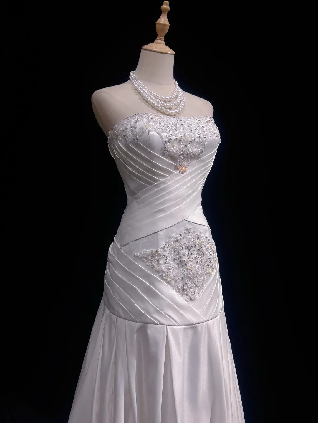 Vintage 90s Prom Dresses Mermaid Strapless White Chiffon With Ruffled Beads Long Prom Gown N3036