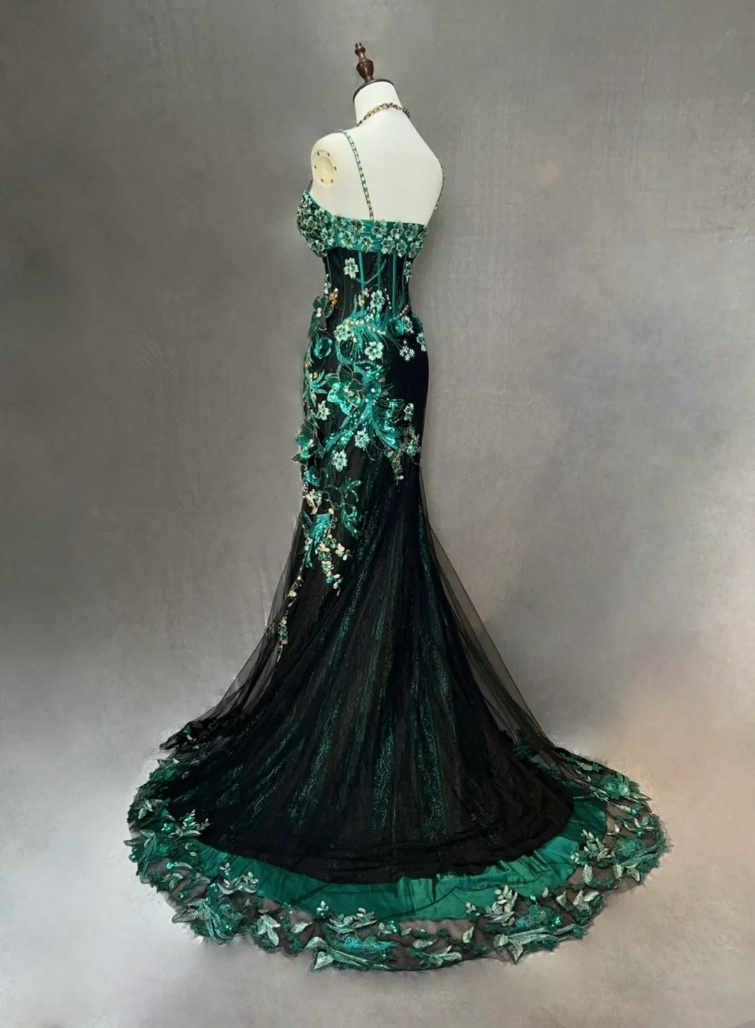 Vintage Prom Dresses Inspo Mermaid Spaghetti Strap Black Tulle Blue Lace With Beading For Women Formal Dress N3216
