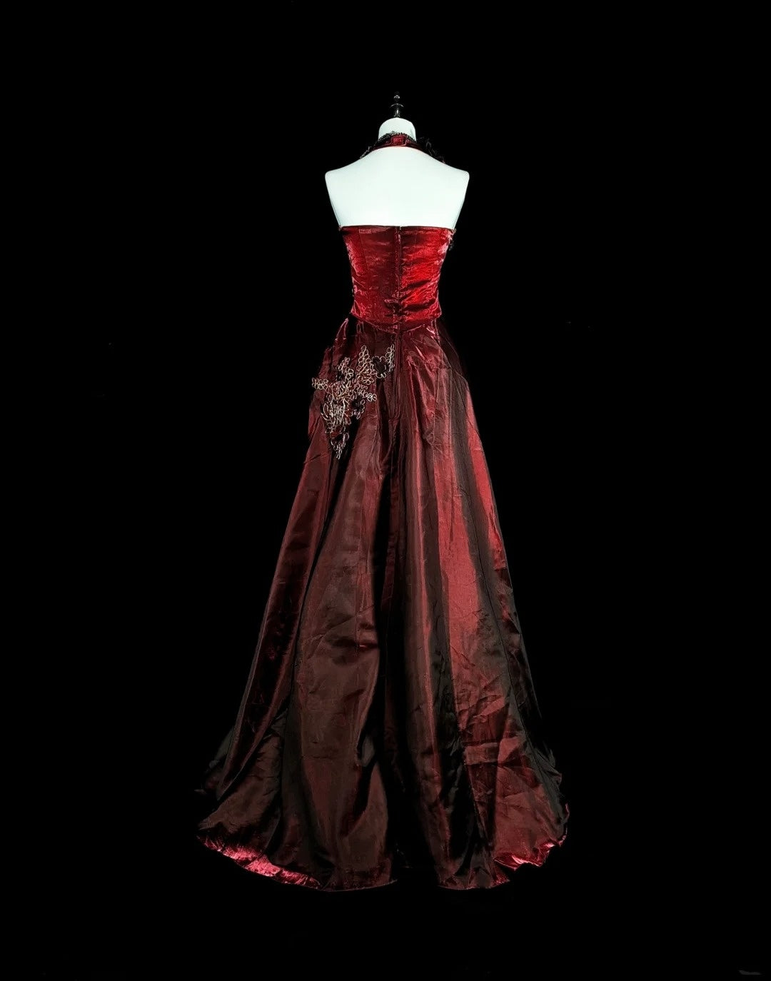 Vintage A line Scoop Burgundy Satin 80s Evening Gowns Formal Birthday Dress Long Prom Dresses N1758