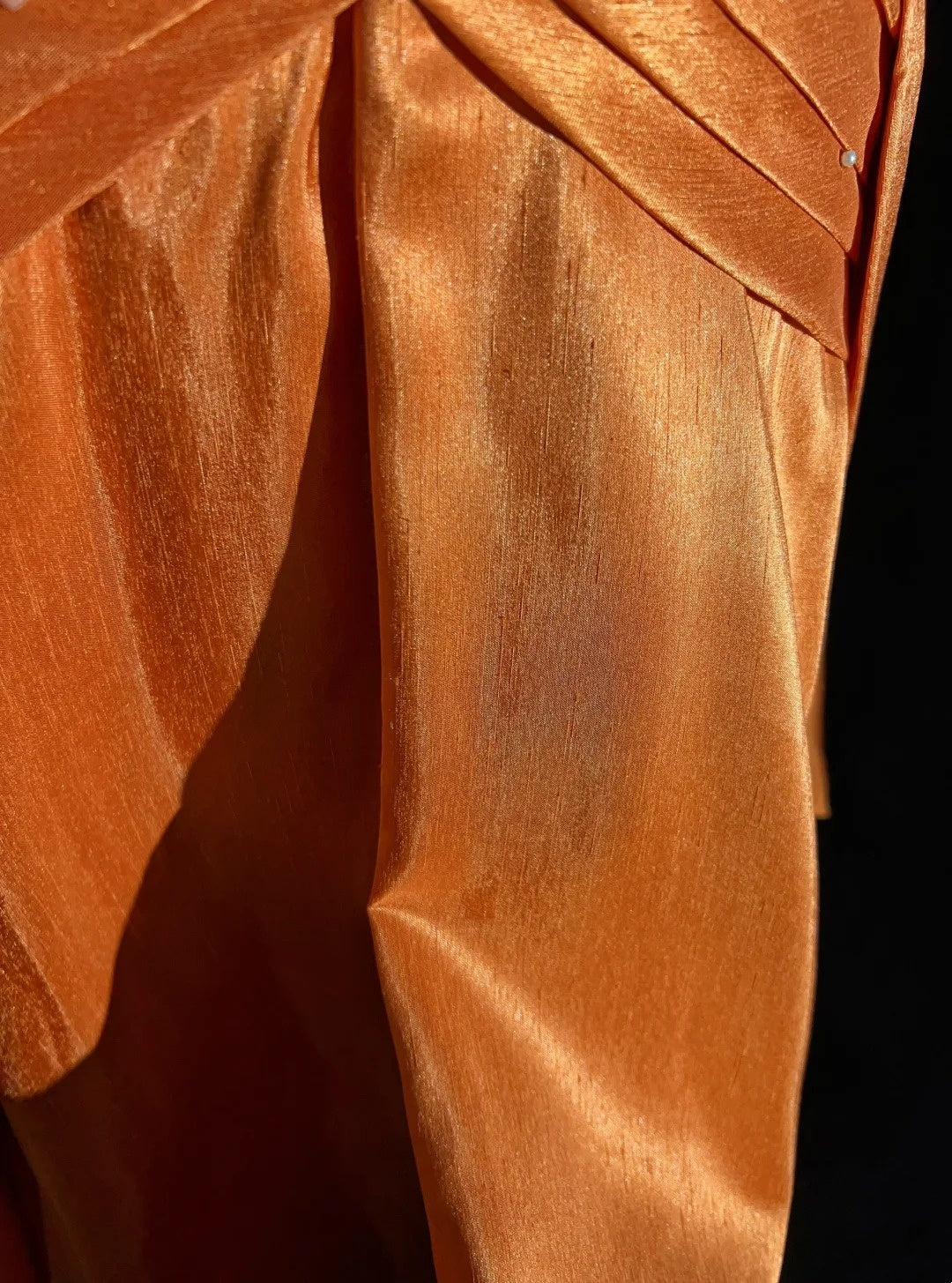 Vintage Prom Aesthetic Dresses A Line Spaghetti Strap Orange Satin With Beading Long Formal Dance Dress N3007