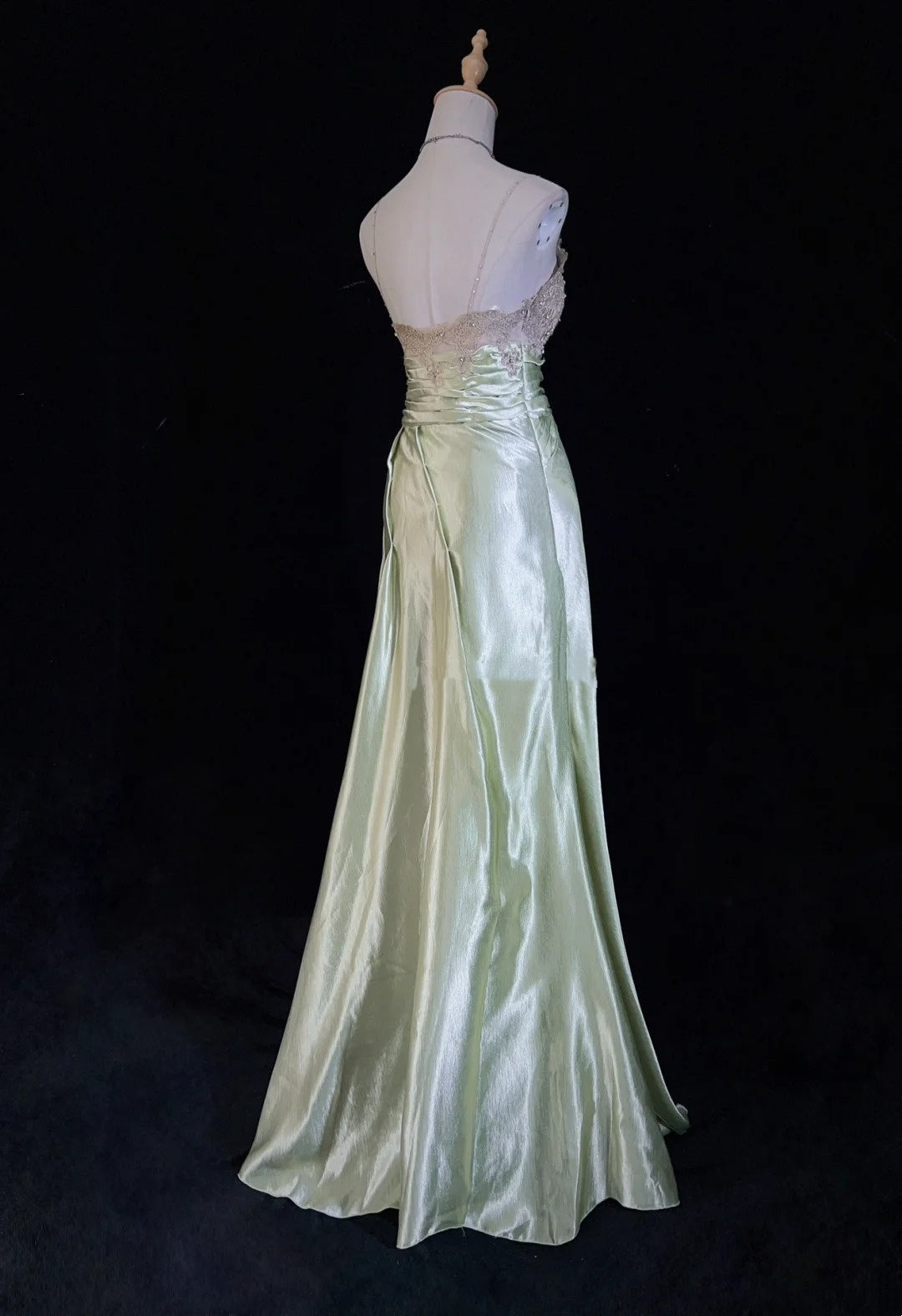 Elegant Prom Dresses Inspo Mermaid Spaghetti Strap Sage Green Satin With Lace Beading For Women Formal Dress N3230