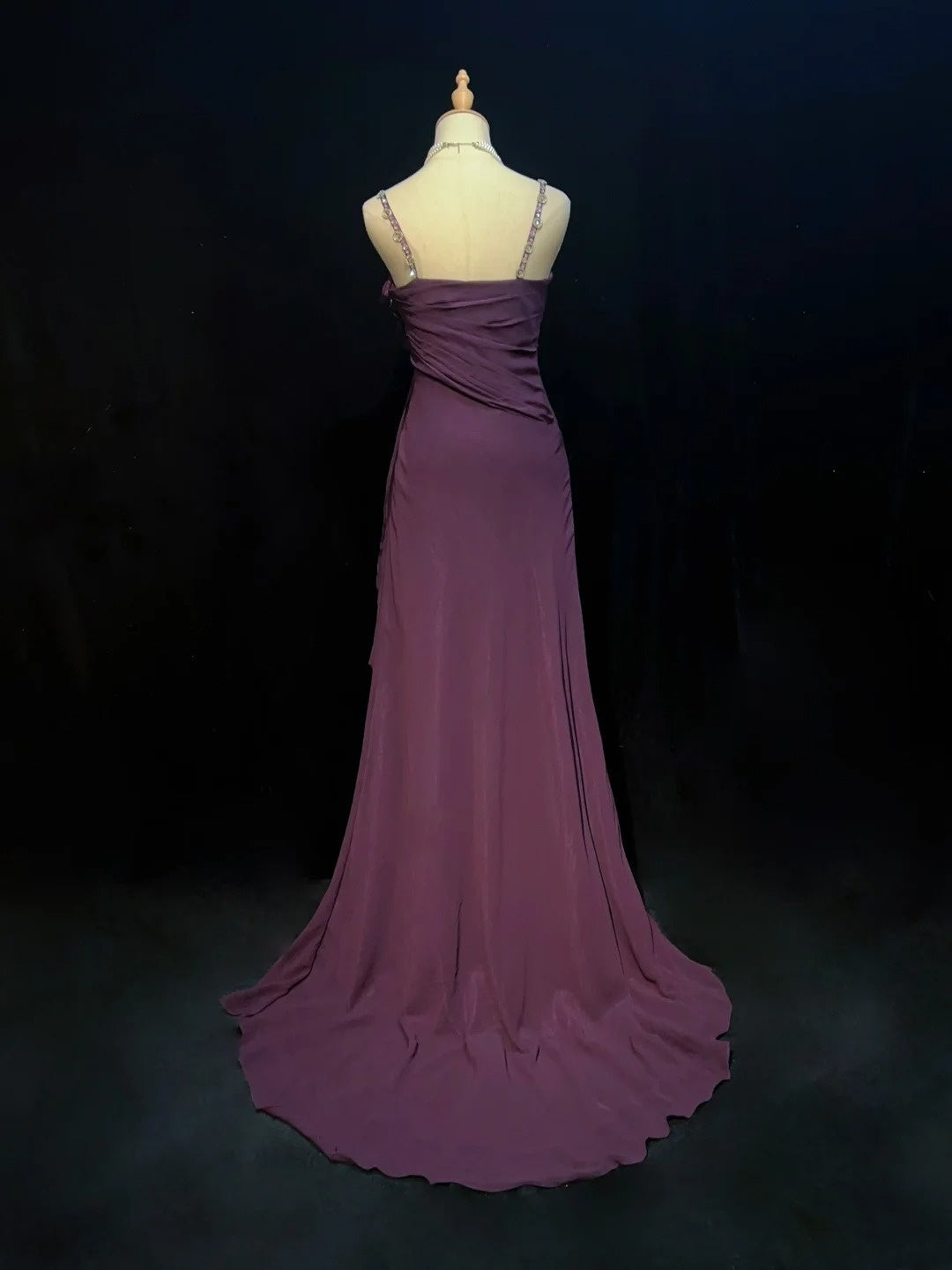 Elegant Prom Dresses A line Purple Chiffon Ruffled Floor Length Formal Evening Outfits N3488