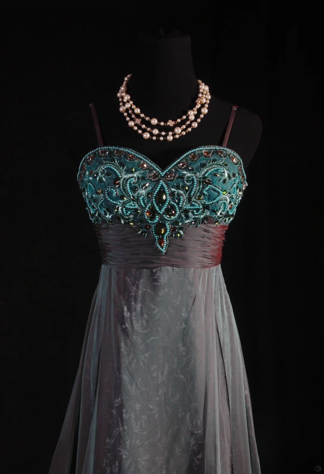 Vintage 1950s Formal A Line Spaghetti Strap Green Lace Chiffon With Beads Sleeveless Long Prom Dresses Party Formal Gowns AS084