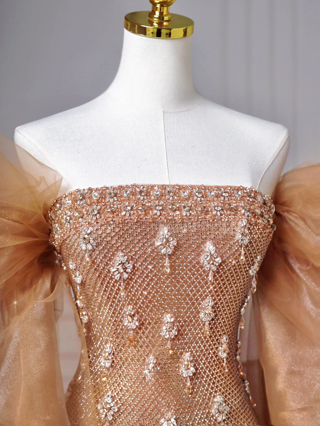 Sparkly Mermaid Strapless Sequins With Beaded Short Sleeves Long Formal Fancy Prom Evening Dress Dinner Outfits Party Gowns AQ099