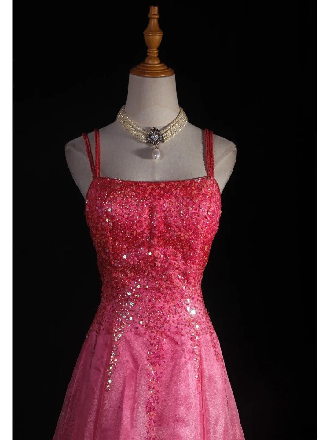 Vintage A line Spaghetti Straps Pink Backless Long Formal Old 1950s Prom Dresses Night Outfits Party Gowns AS231