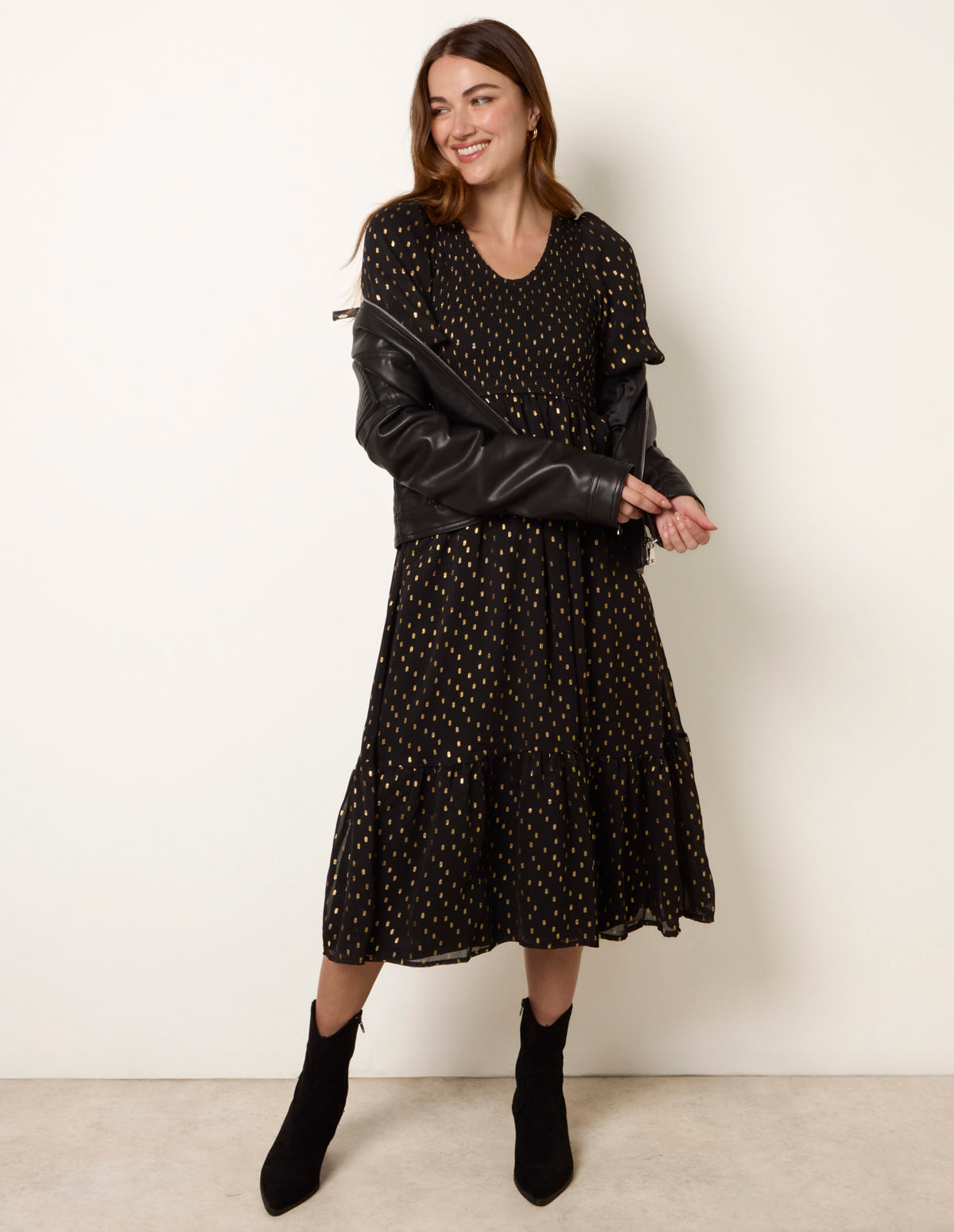 Gold Foil Midi Dress