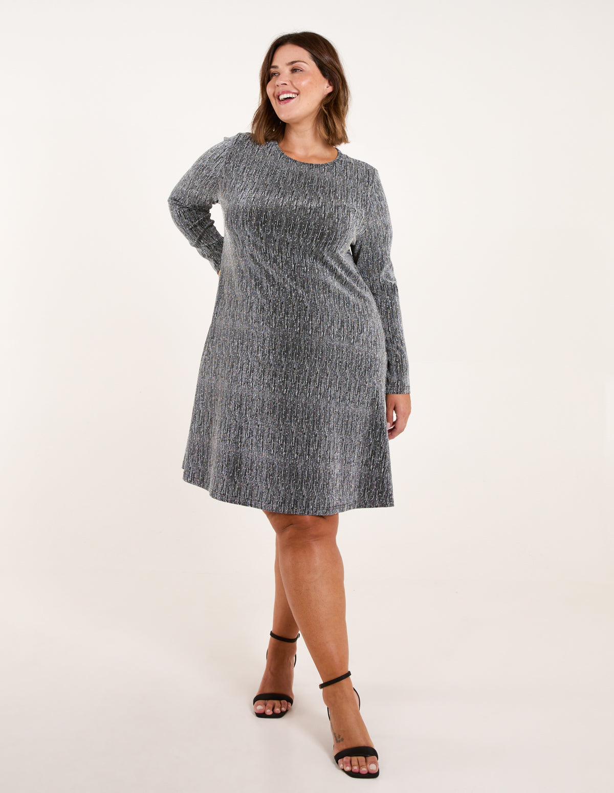 Curve Metallic Swing Dress