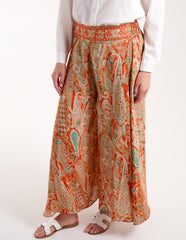 Embellished Waist Wide Leg Trousers