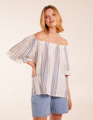 Metallic Strip Bardot Top