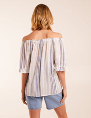 Metallic Strip Bardot Top