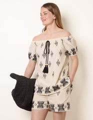 Embroidered Bardot Top